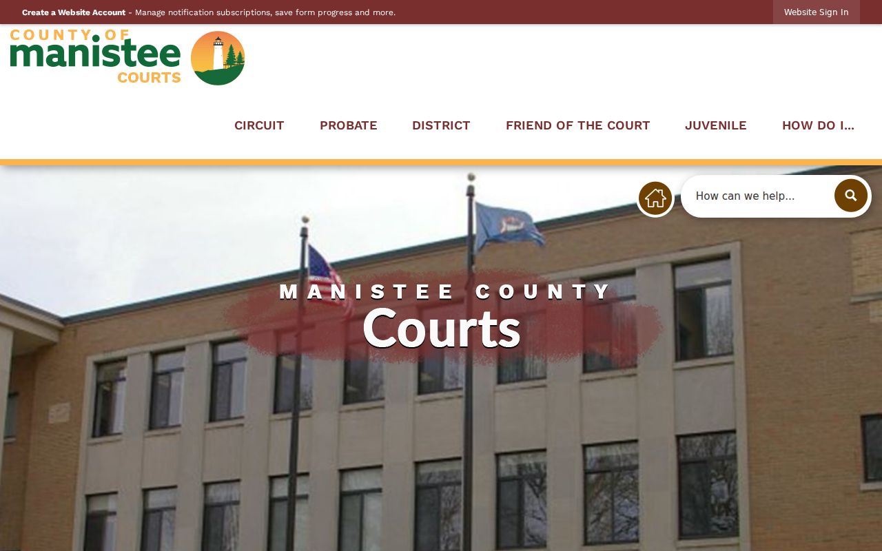 Manistee County court docket county courts landing page